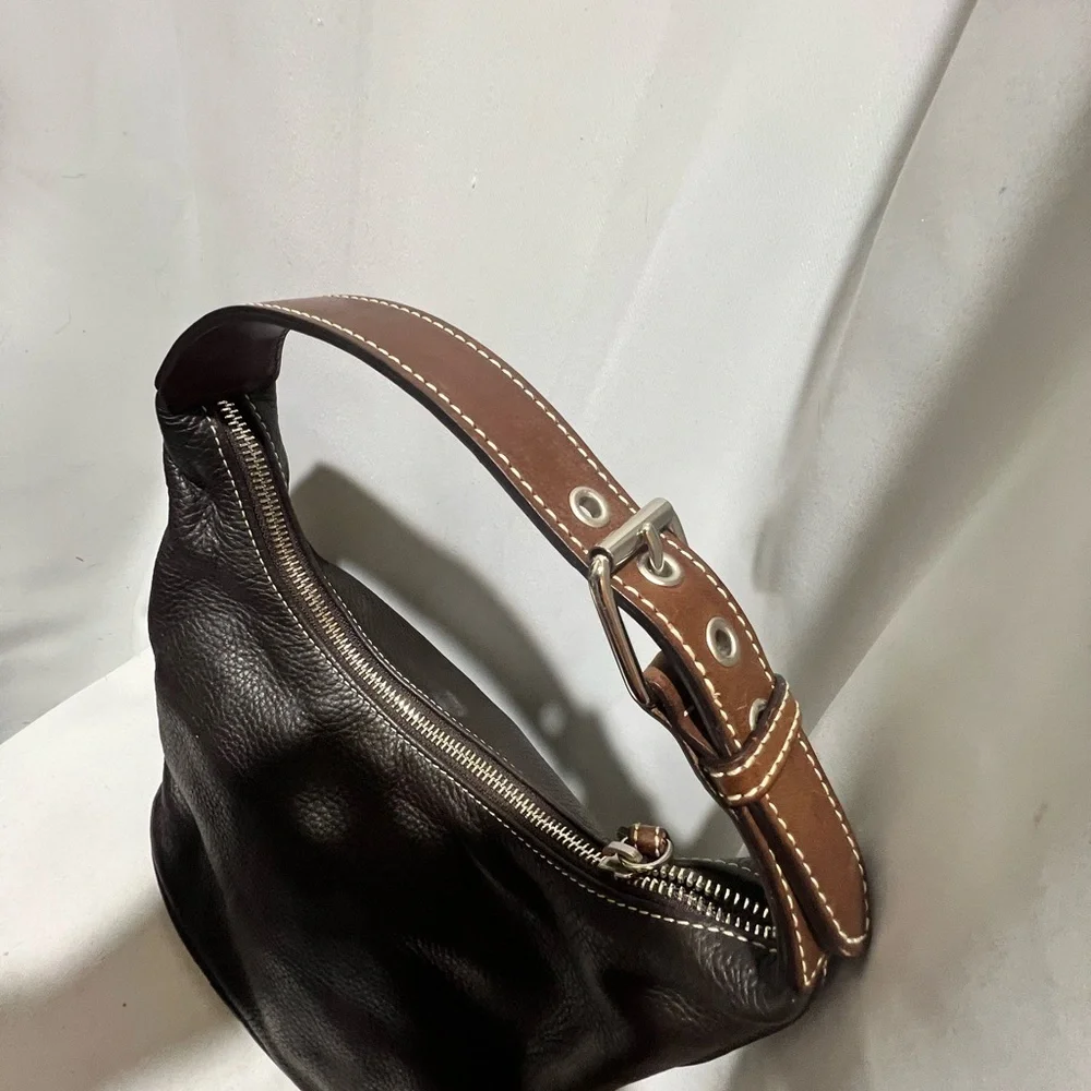 Vintage Dooney & Bourke Dark Brown Leather Hobo Bag